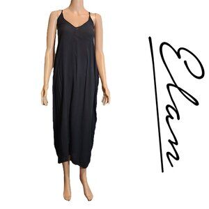 Elan V-Back Cover-Up Maxi Dress Broken Strap Black XS